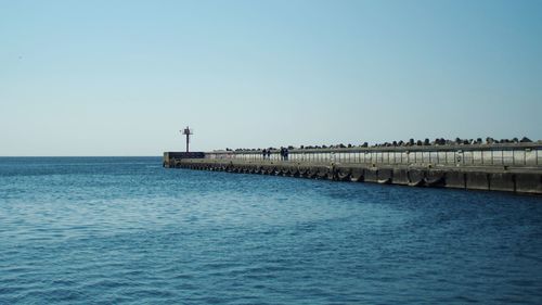 Scenic view of sea against clear sky