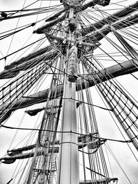 Low angle view of ship sailing against clear sky