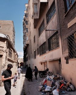 People walking on city street