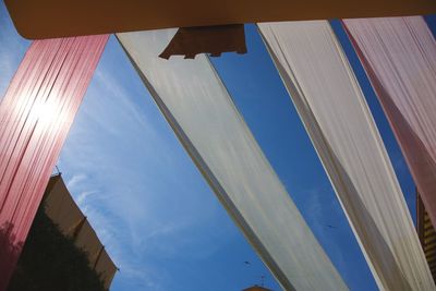 Textile hung out to dry in open air