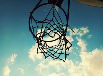 Low angle view of basketball hoop against sky