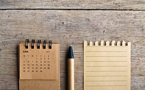 High angle view of pen on table