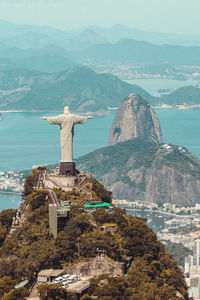 Aerial view of sculpture on hill