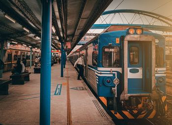 Train at railroad station platform