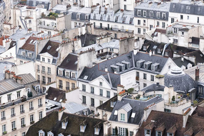 High angle view of buildings in city