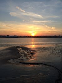 Scenic view of sea at sunset