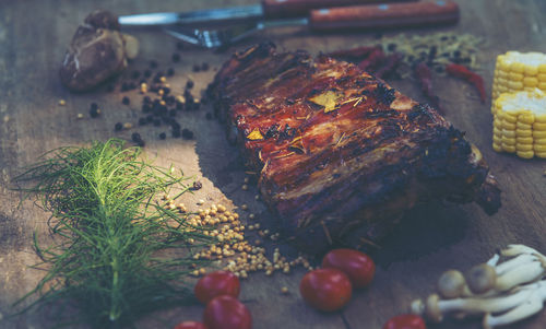 Close-up of food on table