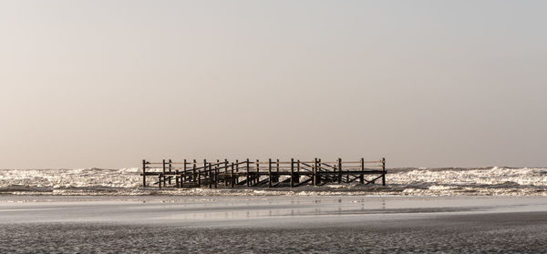 Scenic view of sea against clear sky