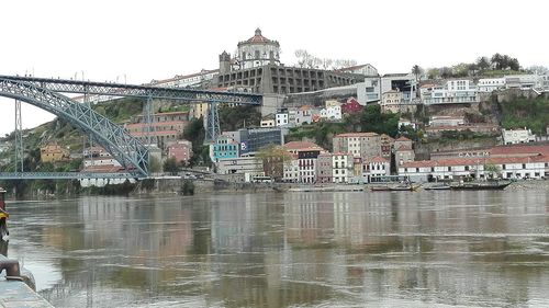 View of bridge over river in city