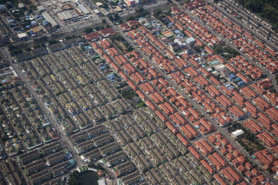 High angle view of buildings in city