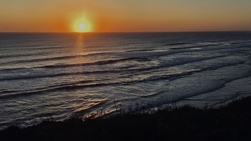 Scenic view of sea against sky during sunset