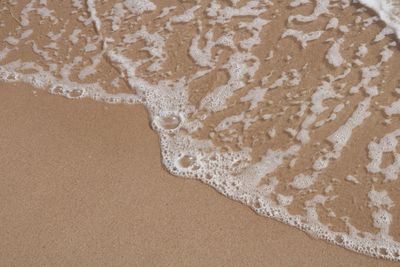 High angle view of bubbles in sand at beach