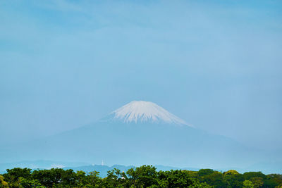 Scenic view of volcanic mountain against sky