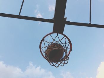 Low angle view of basketball hoop against sky