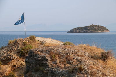 Scenic view of sea against clear sky