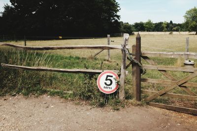 Information sign on pole