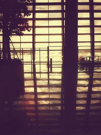 Silhouette of woman at sunset