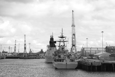 Ship moored at harbor