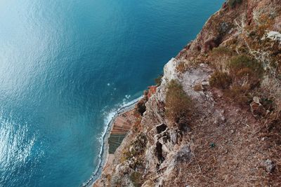 High angle view of rocks on beach