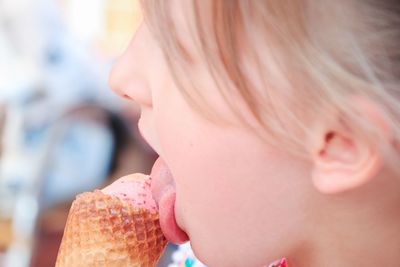 Close-up of girl with ice cream