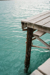 High angle view of pier in swimming pool