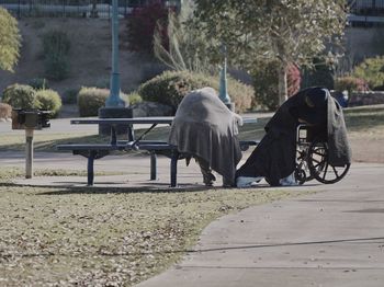 Empty bench in park