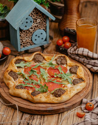 Close-up of pizza on table