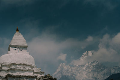 Low angle view of temple against sky