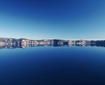 View of crater against blue sky