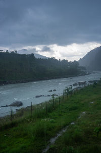 Scenic view of lake against sky