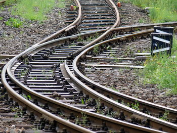 High angle view of railroad tracks