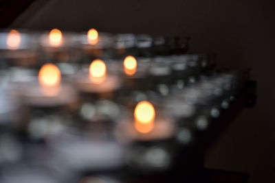 Close-up of illuminated candles