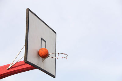 Low angle view of basketball hoop against sky