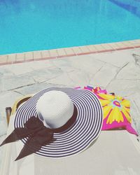 High angle view of person by swimming pool