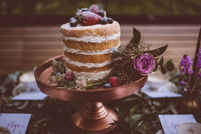 Close-up of cake in plate