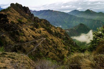 Scenic view of mountains against sky