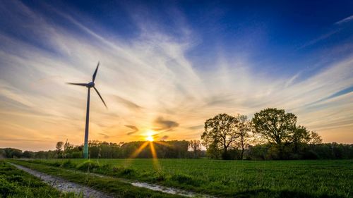 Scenic view of field against sky during sunset