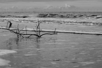 Close-up of water in sea against sky