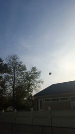 Low angle view of birds flying in sky