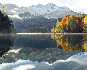 Reflection of trees in lake during autumn