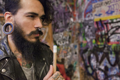 Young man at a pool hall