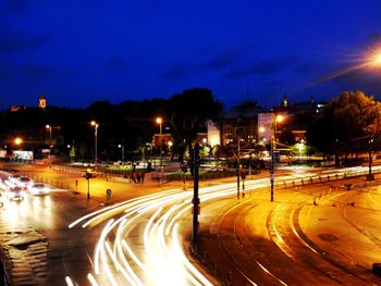 Illuminated road at night