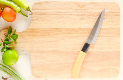 High angle view of vegetables on cutting board