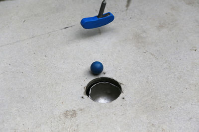 High angle view of ball on floor