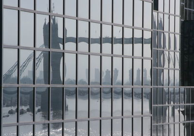 City skyline seen through window