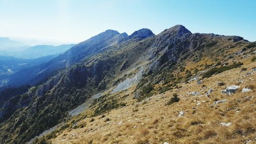 Scenic view of mountain range against sky