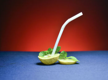 Close-up of green peas on table