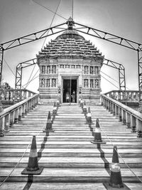 Staircase of building against sky