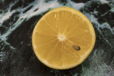 High angle view of lemon in container