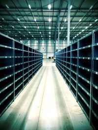 View of empty racks in warehouse